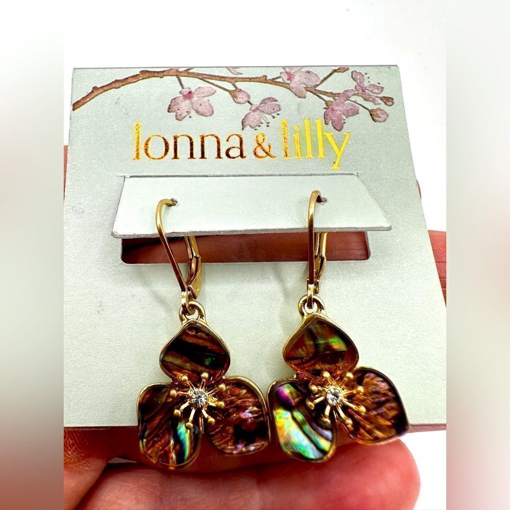 NWT Lonna‎ & Lilly Mother of Pearl and Gold tone dangle earrings!